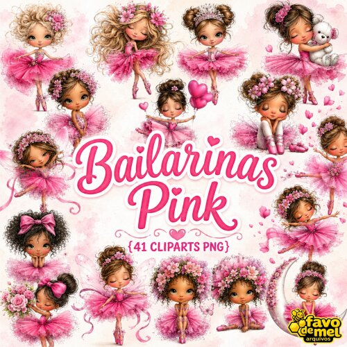 KIT DIGITAL BAILARINAS PINK AQUARELA