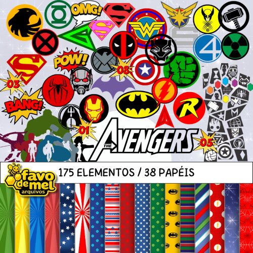 Kit Digital Avengers Vingadores - Mega Pack