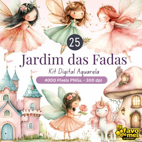 KIT DIGITAL JARDIM DAS FADAS AQUARELA #17