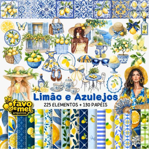 KIT DIGITAL LIMÃO E AZULEJOS - MEGA PACK LIMÃO SICILIANO PNG JPG