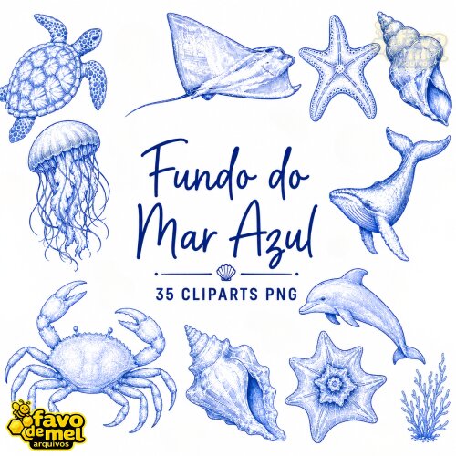 KIT DIGITAL FUNDO DO MAR AZUL PNG