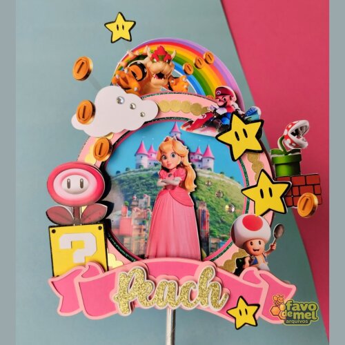 ARQUIVO DE CORTE TOPO DE BOLO PRINCESA PEACH SUPER MARIO - STUDIO
