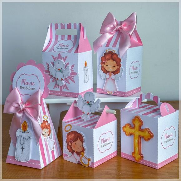 Personalizados Batizado Rosa 60 Peças