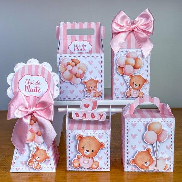 Personalizados Chá de Bebe Ursinha Rosa 20 Peças