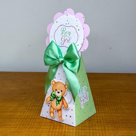 Personalizados Chá Revelação Verde e Lilás 20 Peças