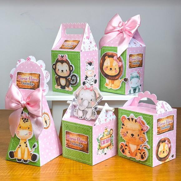 Personalizados Safari Baby Rosa Menina 50 Peças
