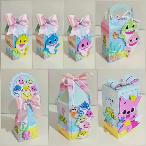 Personalizados Baby Shark Aquarela Menina 20 Peças
