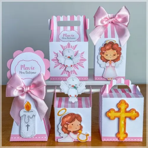 Personalizados Batizado Rosa 30 Peças