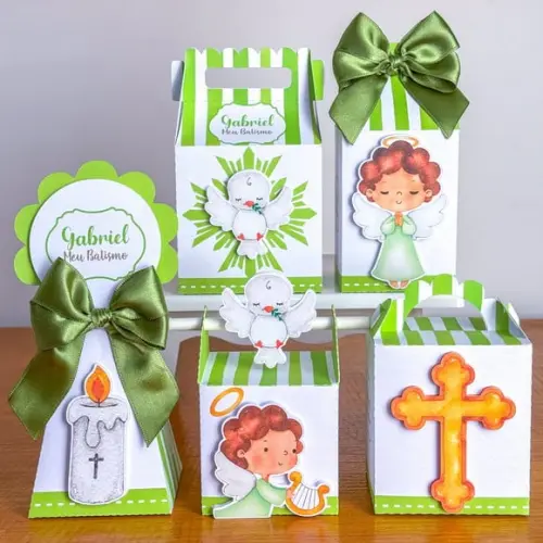 Personalizados Batizado Verde 60 Peças