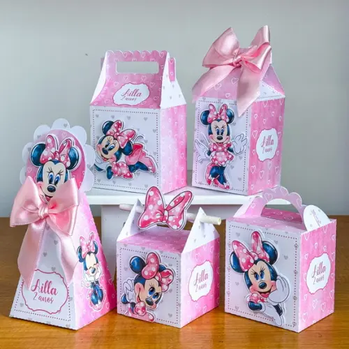 Personalizados Minnie Rosa Aquarelada 60 Peças