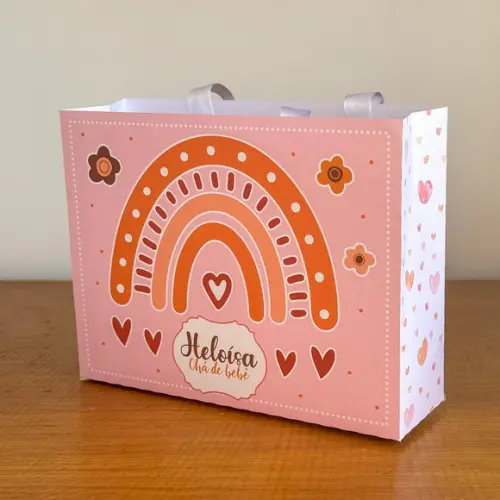 Sacola Personalizada Arco-íris Boho Menina