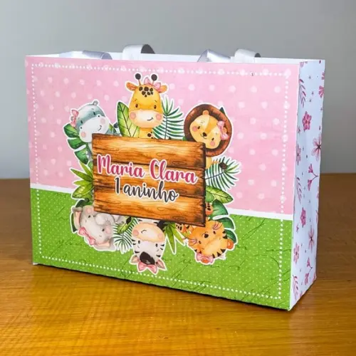 Sacola Personalizada Safari Baby Rosa Menina