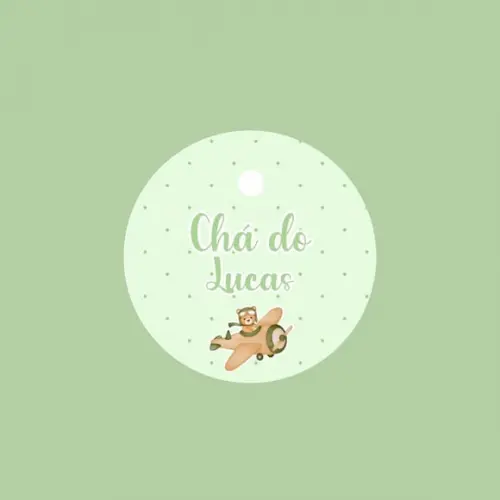 Tag Redonda Personalizada Chá de Bebe Verde