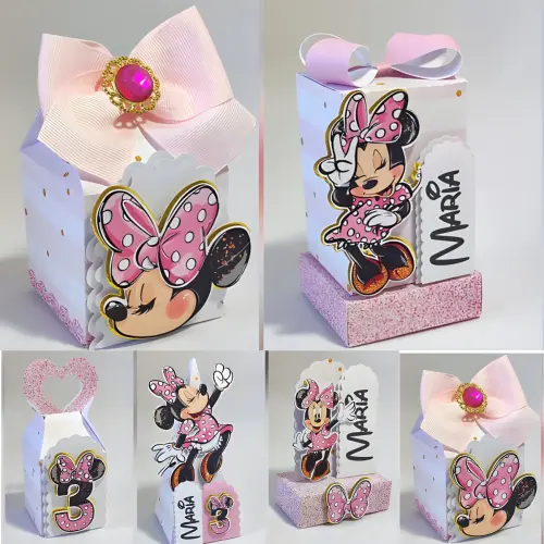Personalizados Minnie Rosa Aquarelado 20 Peças