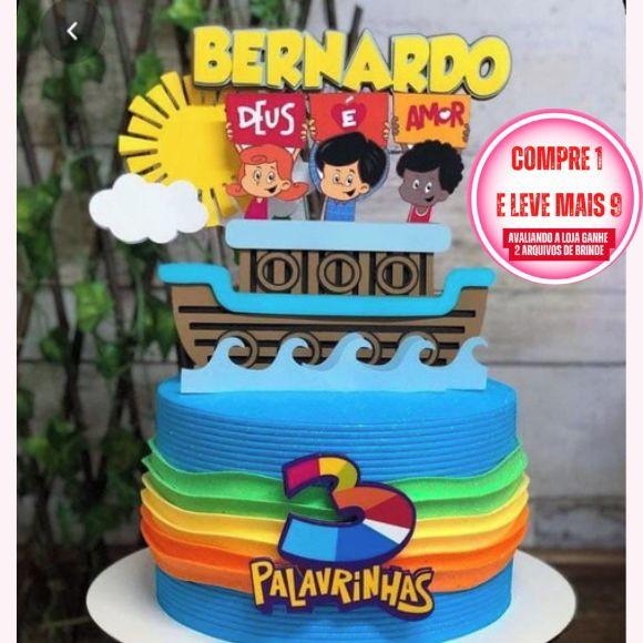 Arquivo de Corte Topo de Bolo Três Palavrinhas Studio #1837