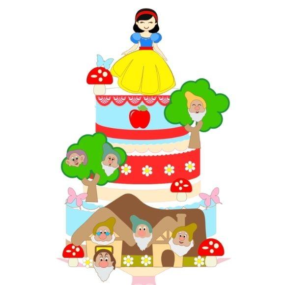 Arquivo corte Topo de Bolo Branca de Neve CAMADAS COD.:1094