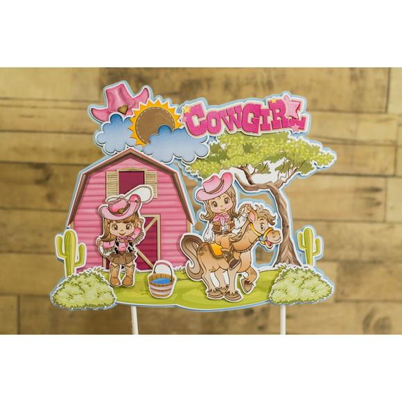 Arquivo de corte Topo de bolo Cowgirl STUDIO e PDF COD.:1182