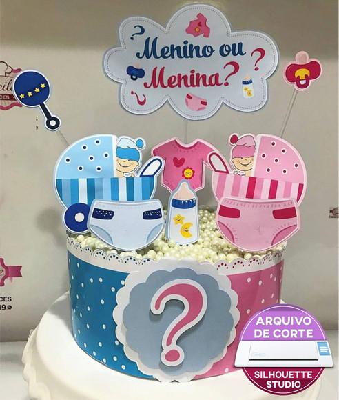 Arquivo de corte topo de Bolo Chá Revelação - COD.: 487