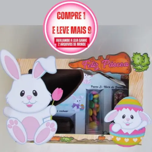 Arquivo de corte Caixa Mini Confeiteiro Coelho ST, PDF #599