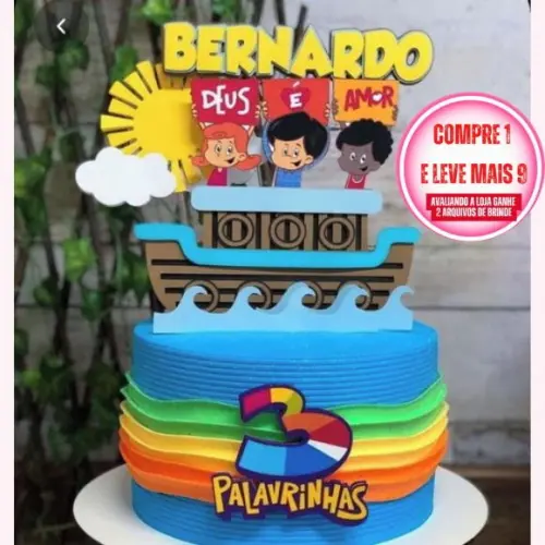 Arquivo de Corte Topo de Bolo Três Palavrinhas Studio #1837