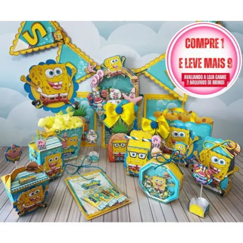 Arquivo de Corte Bob Esponja Studio, pdf e Png Cod.:2926