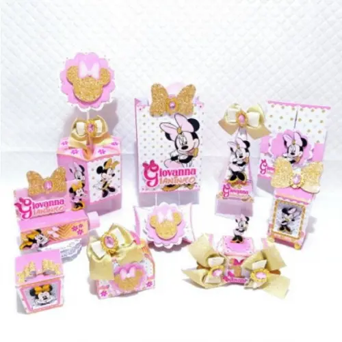 Arquivo de corte Minnie Rosa com Dourado STUDIO, PDF #913