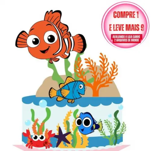 Arquivo de Corte Topo de Bolo Procurando o Nemo Studio #2935