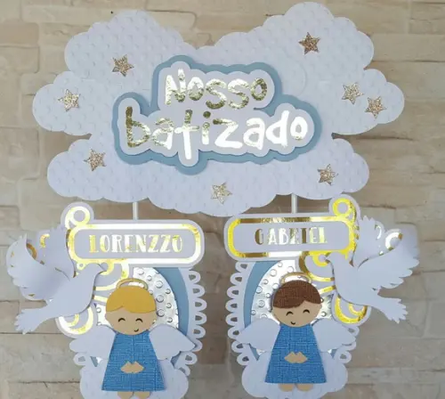 Arquivo de corte Topo de bolo Batizado Menino STUDIO COD:463