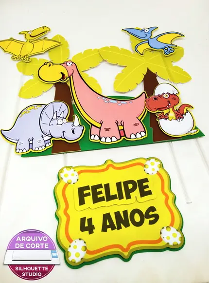 Arquivo de corte Topo de Bolo Dinossauro STUDIO #2023