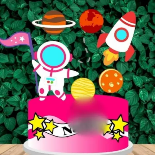 Arquivo de corte Topo de Bolo Astronauta Rosa CAMADAS #1982