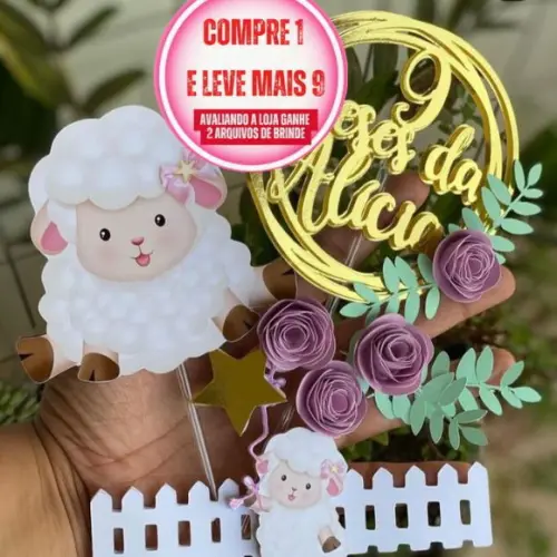 Arquivo de Corte Topo de Bolo Ovelhinha Studio #2916