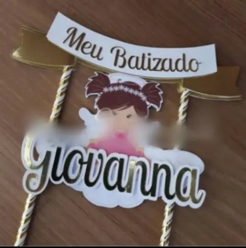 Arquivo de corte Topo de Bolo Batizado Menina STUDIO #1613