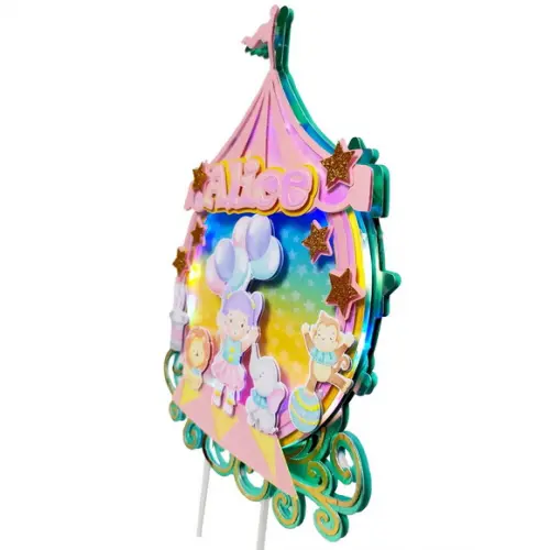 Arquivo digital Topo de Bolo Circo Rosa STUDIO e PDF #:1279