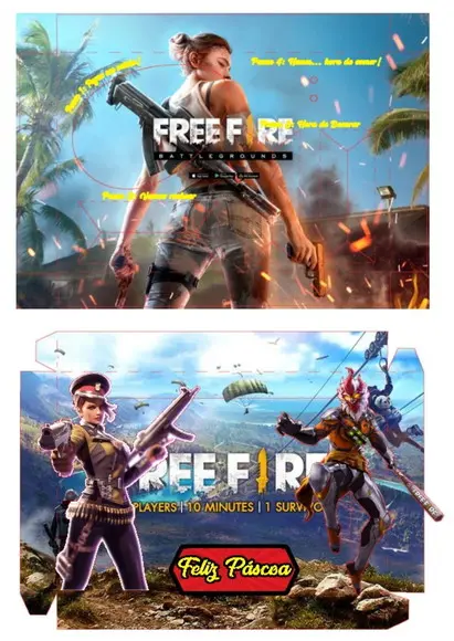 Arquivo de corte Caixa Mini Confeiteiro Free Fire COD.:619