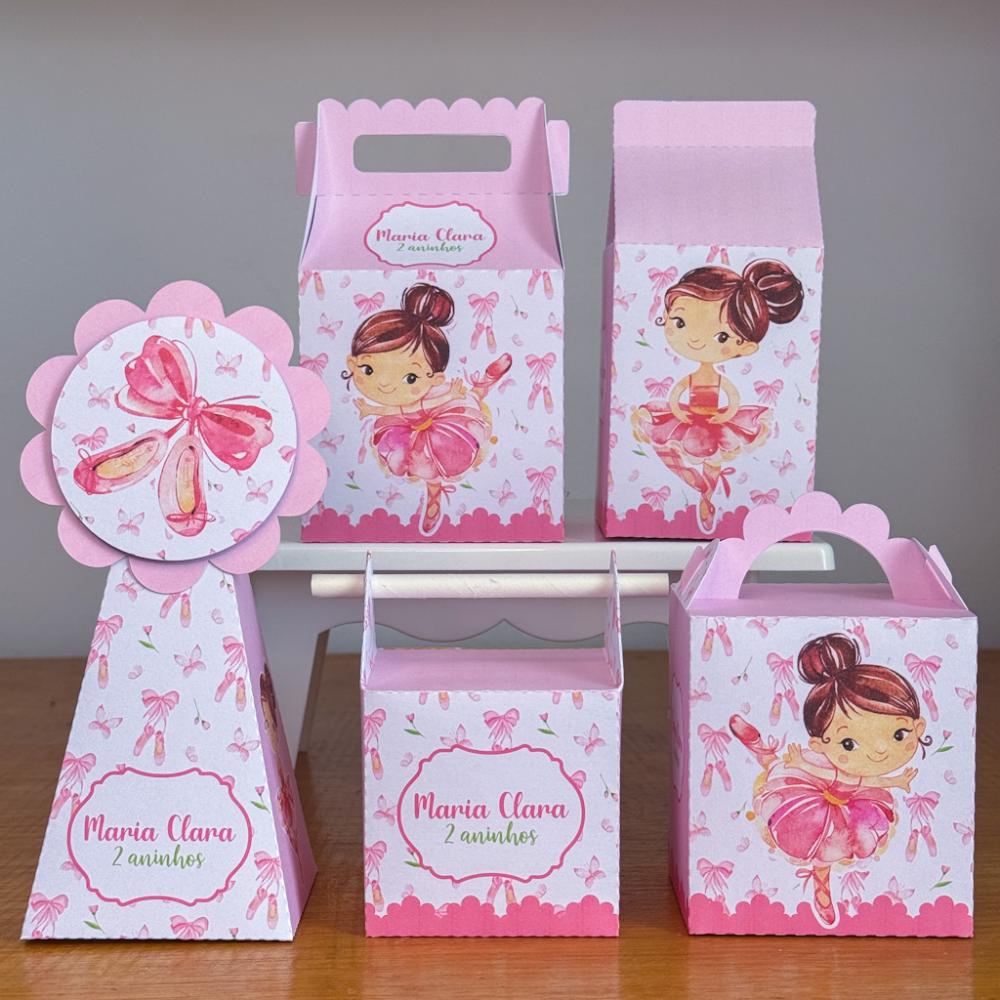 Kit 10 Caixinhas Personalizadas Bailarina PEGUE E MONTE (LEIA A D