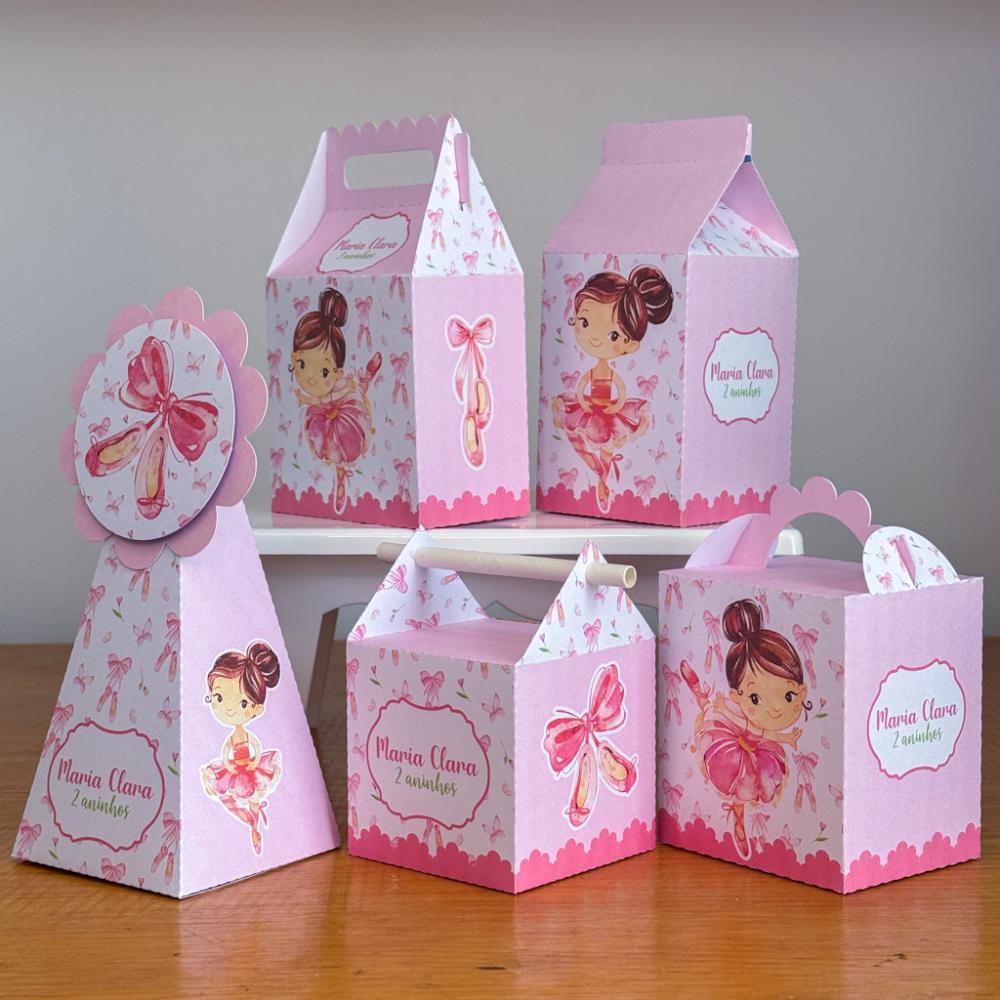 Kit 10 Caixinhas Personalizadas Bailarina PEGUE E MONTE (LEIA A D