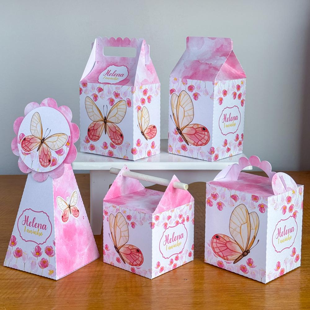 Kit 10 Caixinhas Personalizadas Borboleta PEGUE E MONTE (LEIA A D