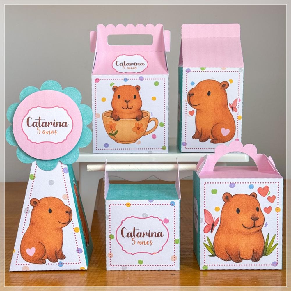 Kit 10 Caixinhas Personalizadas Capivara PEGUE E MONTE (LEIA A DE