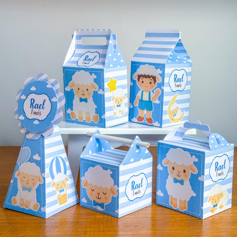 Kit 10 Caixinhas Personalizadas Cordeirinho PEGUE E MONTE (LEIA A