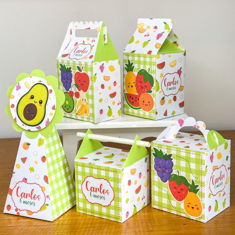Kit 10 Caixinhas Personalizadas Frutinhas PEGUE E MONTE (LEIA A D