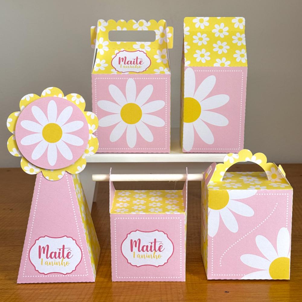 Kit 10 Caixinhas Personalizadas Margarida PEGUE E MONTE (LEIA A D