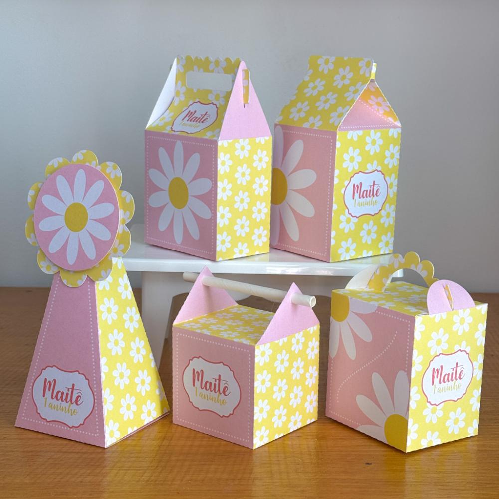 Kit 10 Caixinhas Personalizadas Margarida PEGUE E MONTE (LEIA A D