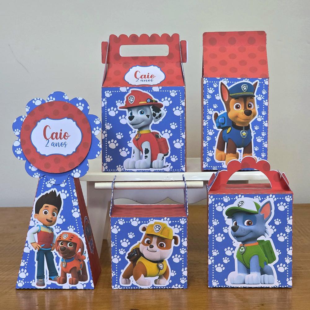 Kit 10 Caixinhas Personalizadas Patrulha Canina PEGUE E MONTE (LE