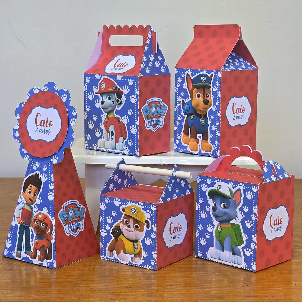 Kit 10 Caixinhas Personalizadas Patrulha Canina PEGUE E MONTE (LE