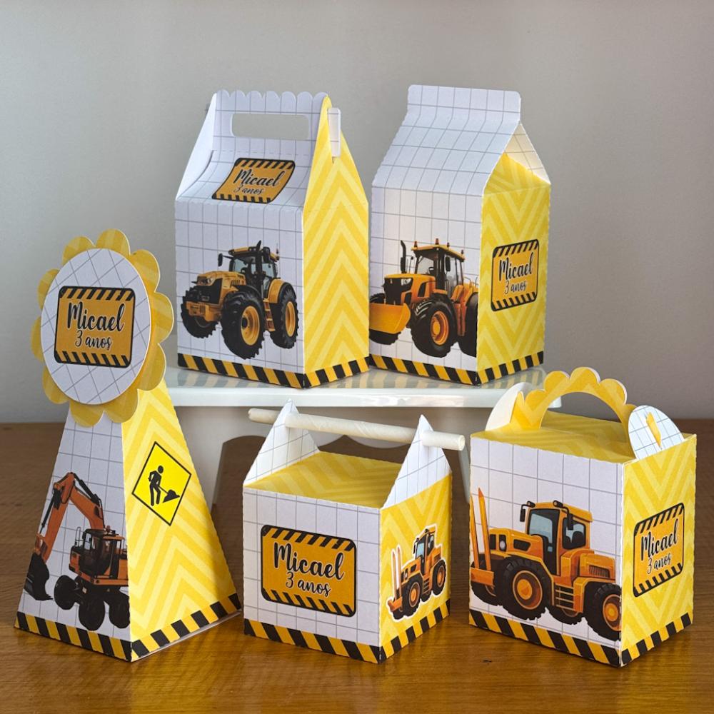 Kit 10 Caixinhas Personalizadas Trator PEGUE E MONTE (LEIA A DESC