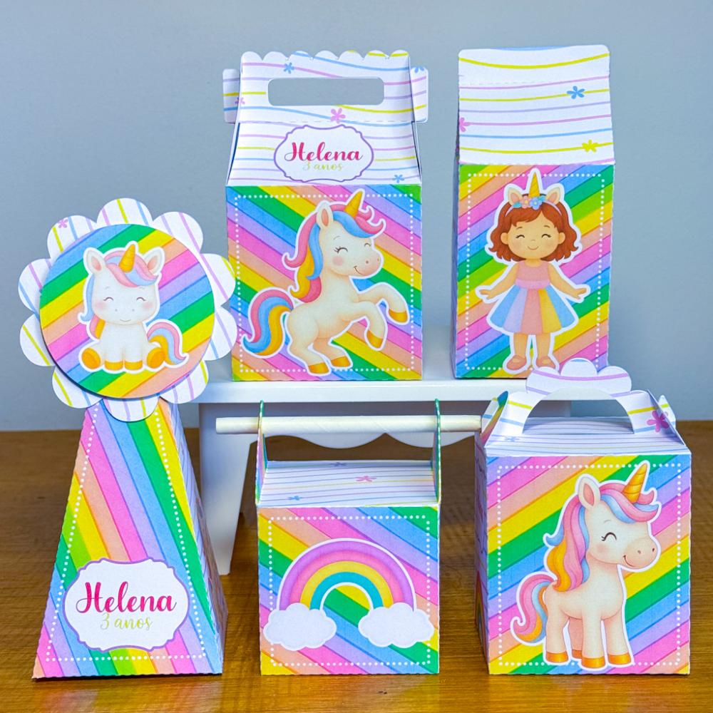 Kit 10 Caixinhas Personalizadas Unicórnio PEGUE E MONTE (LEIA A 