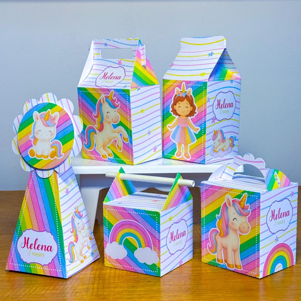 Kit 10 Caixinhas Personalizadas Unicórnio PEGUE E MONTE (LEIA A 