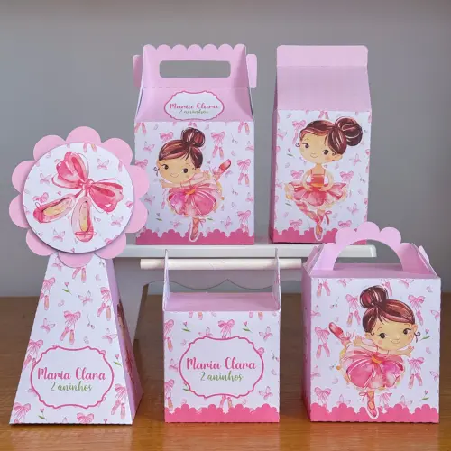 Kit 10 Caixinhas Personalizadas Bailarina PEGUE E MONTE (LEIA A DESCRIÇÃO)