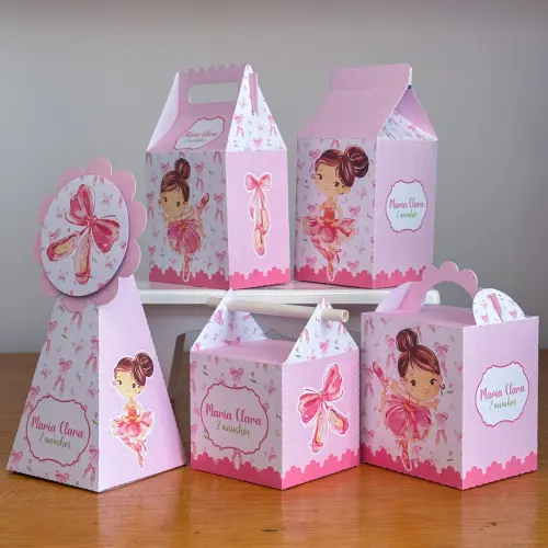 Kit 10 Caixinhas Personalizadas Bailarina PEGUE E MONTE (LEIA A D