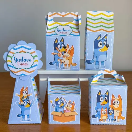 Kit 10 Caixinhas Personalizadas Bluey Menino PEGUE E MONTE (LEIA A DESCRIÇÃO)